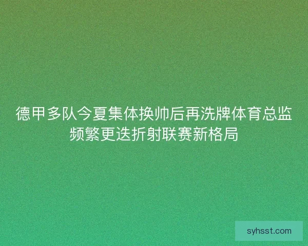 德甲多队今夏集体换帅后再洗牌体育总监频繁更迭折射联赛新格局